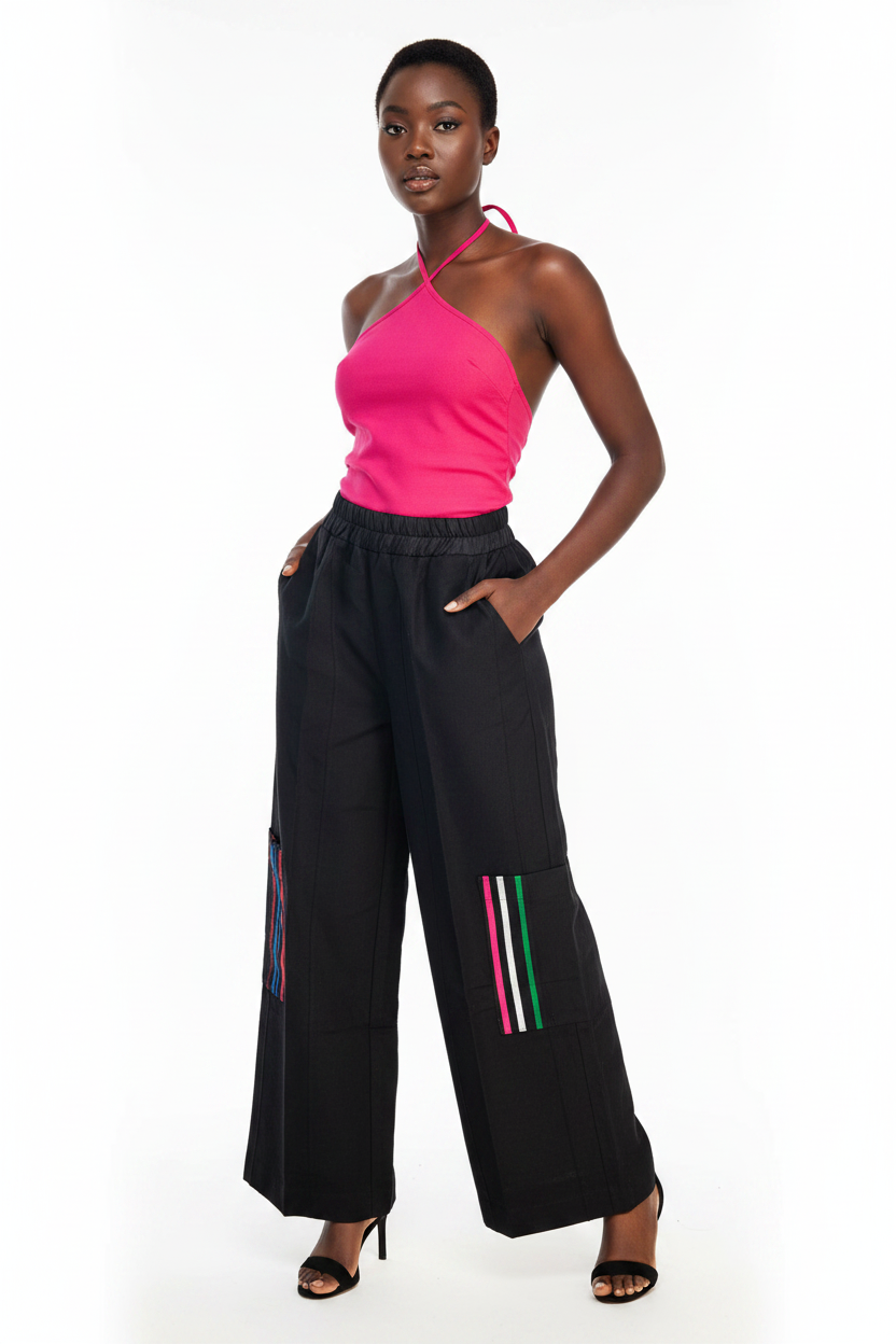 African Style Pants Aso Oke (hand woven fabric) Patchwork Trousers