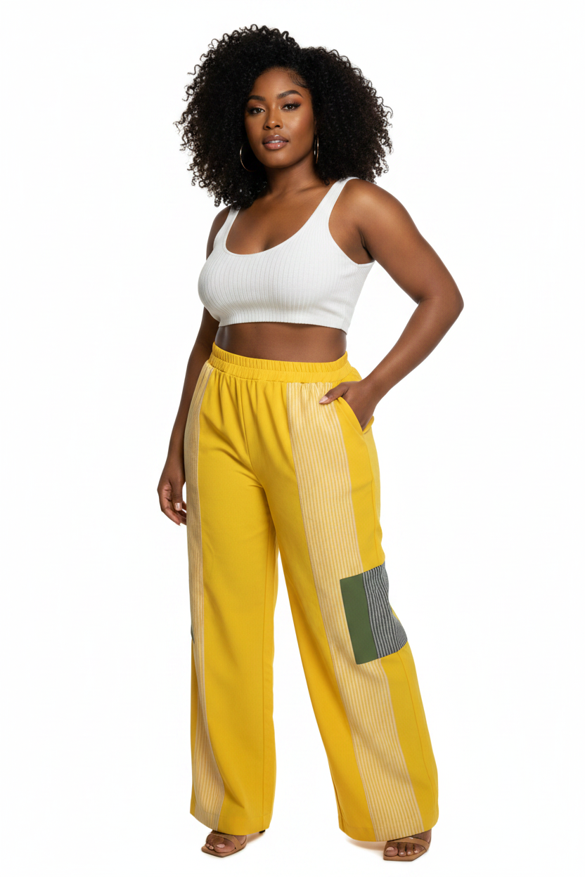 African Style Pants Aso Oke (hand woven fabric) Patchwork Trousers