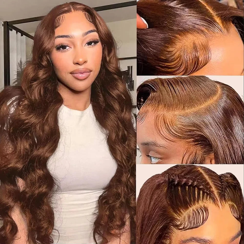 Chocolate Brown Body Wave Lace Front Wig 40 46 Inch Brazilian Human Hair Wigs Lace Front Wig 13x4 13x6 Brown Wig For Women