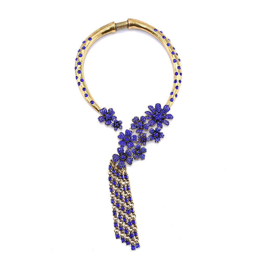 Elegante collar de mujeres de la aleación de flores de borla de la borla