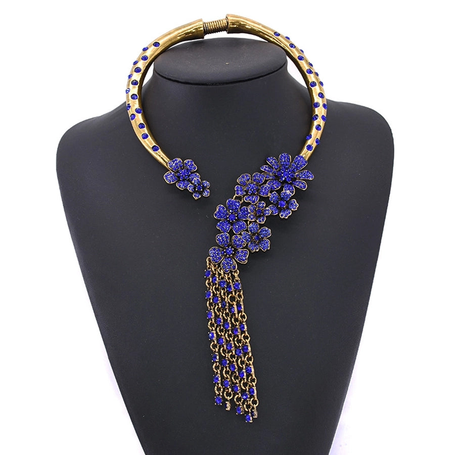 Elegante collar de mujeres de la aleación de flores de borla de la borla