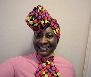 Head Scarf and Collar set in African Waxprint