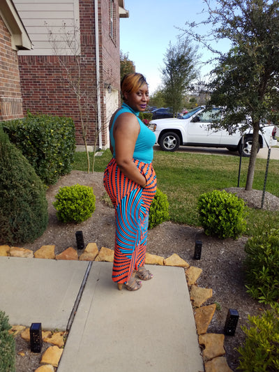 Ankara Blue and Orange Pants