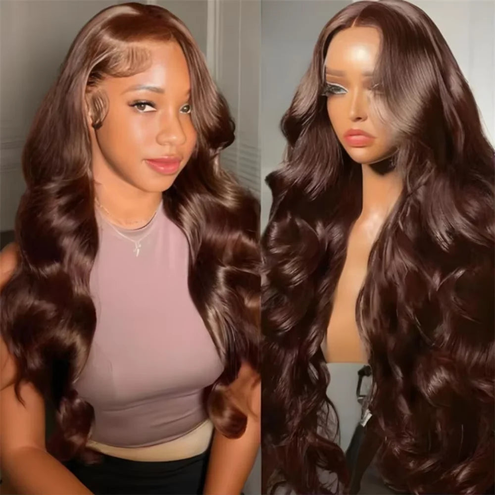Chocolate Brown Body Wave Lace Front Wig 40 46 Inch Brazilian Human Hair Wigs Lace Front Wig 13x4 13x6 Brown Wig For Women