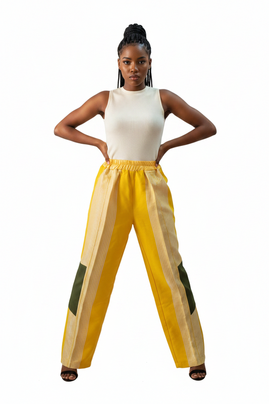 African Style Pants Aso Oke (hand woven fabric) Patchwork Trousers