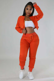 Sporty Lightweight Crop top Active Two Piece Pantsuit