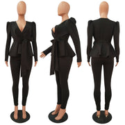 Sexy Women Two-piece Pant set with front Bowtie
