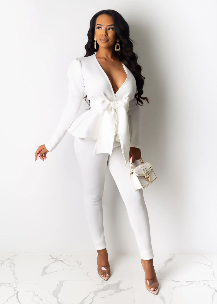 Sexy Women Two-piece Pant set with front Bowtie