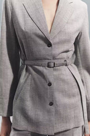 Women Autumn Office Suit Separate Belted Blazer
