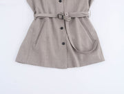 Women Autumn Office Suit Separate Belted Blazer