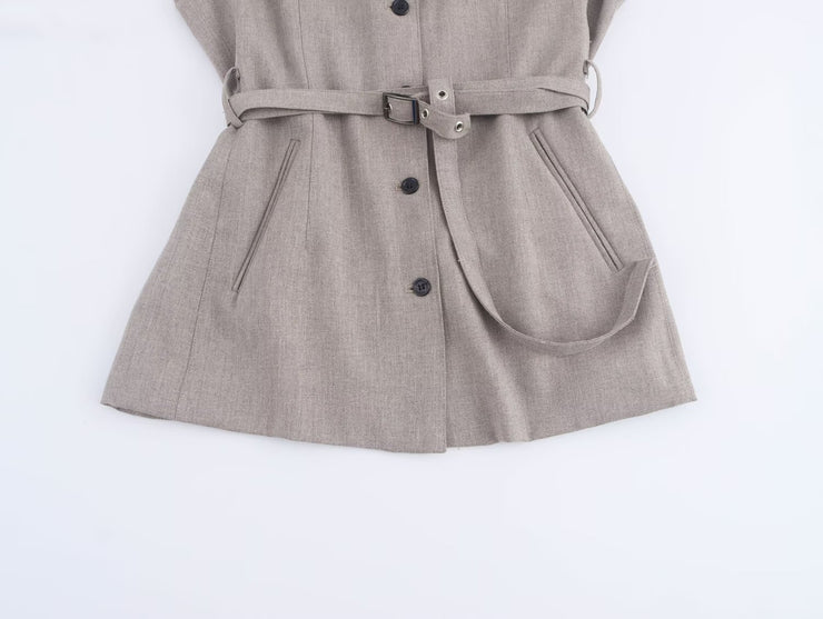 Women Autumn Office Suit Separate Belted Blazer
