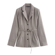 Women Autumn Office Suit Separate Belted Blazer
