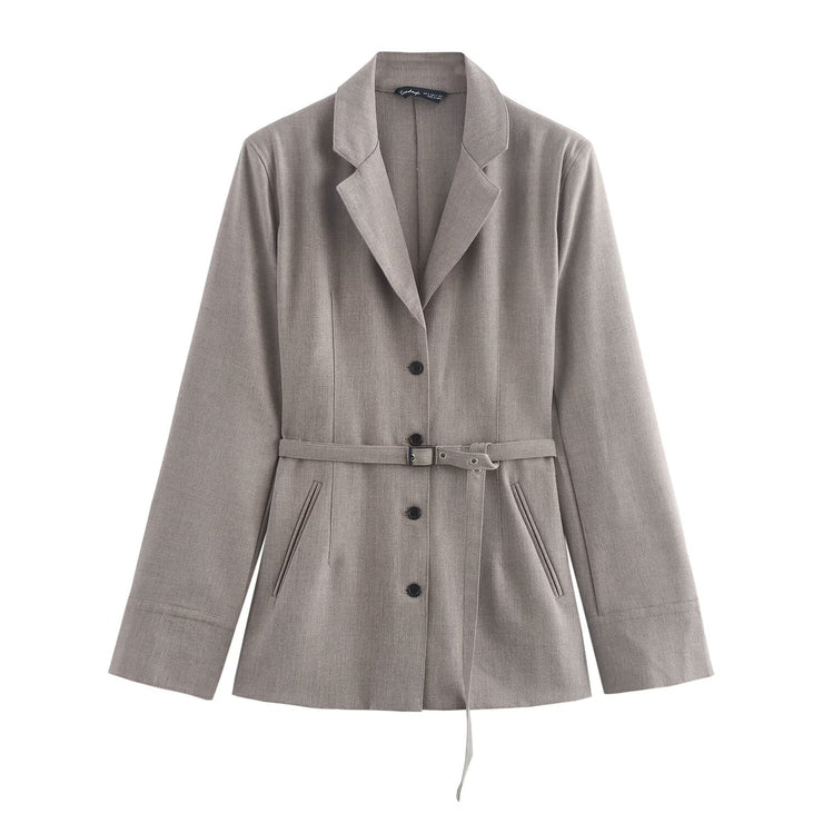Women Autumn Office Suit Separate Belted Blazer