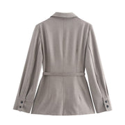 Women Autumn Office Suit Separate Belted Blazer