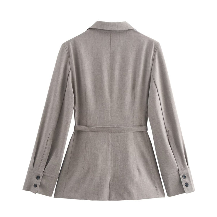 Women Autumn Office Suit Separate Belted Blazer