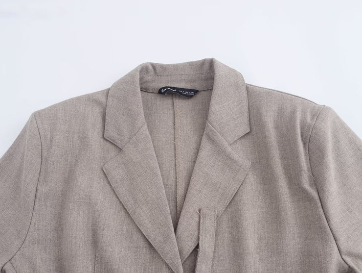 Women Autumn Office Suit Separate Belted Blazer