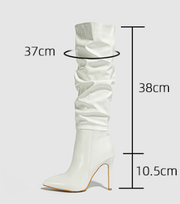 Women Sexy High Heel  Stiletto Boots with Zipper Patent Leather Glossy High Leg Boots