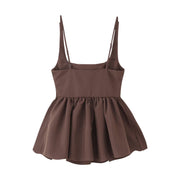Cute Brown Baby Doll top  with fitted Bodice for Women