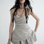 Cute Irregular Asymmetric Design Niche  Tube Top