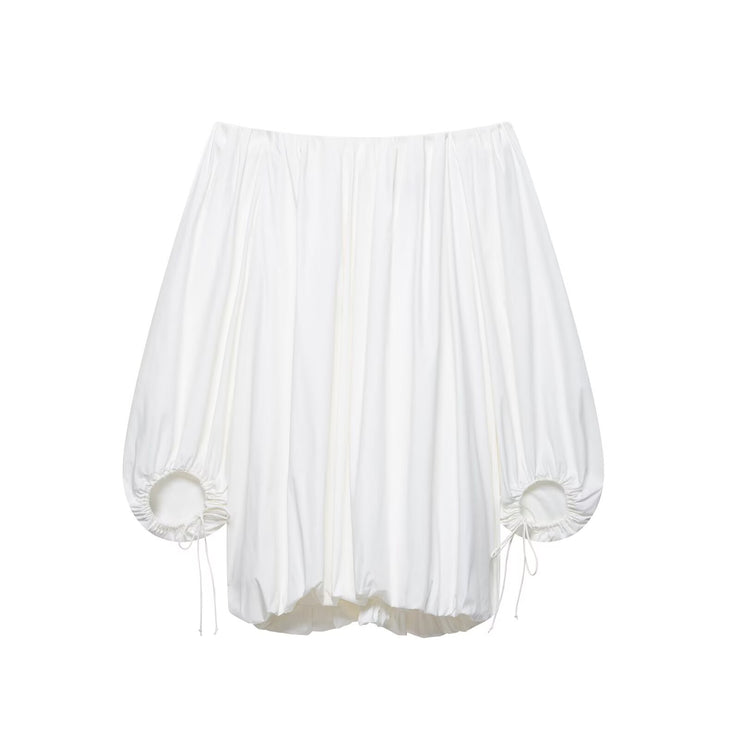 Mini Balloon White Fluffy Off Shoulder dress with open back