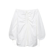 Mini Balloon White Fluffy Off Shoulder dress with open back