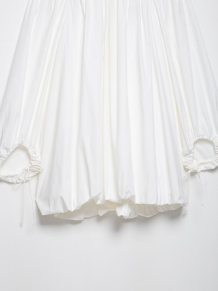 Mini Balloon White Fluffy Off Shoulder dress with open back