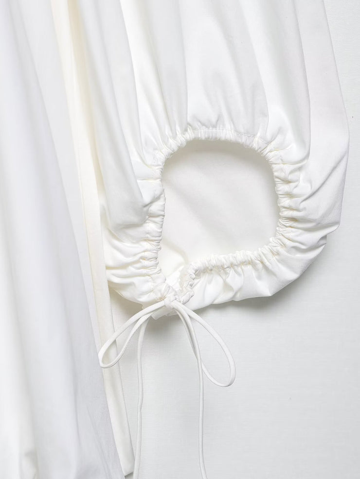 Mini Balloon White Fluffy Off Shoulder dress with open back
