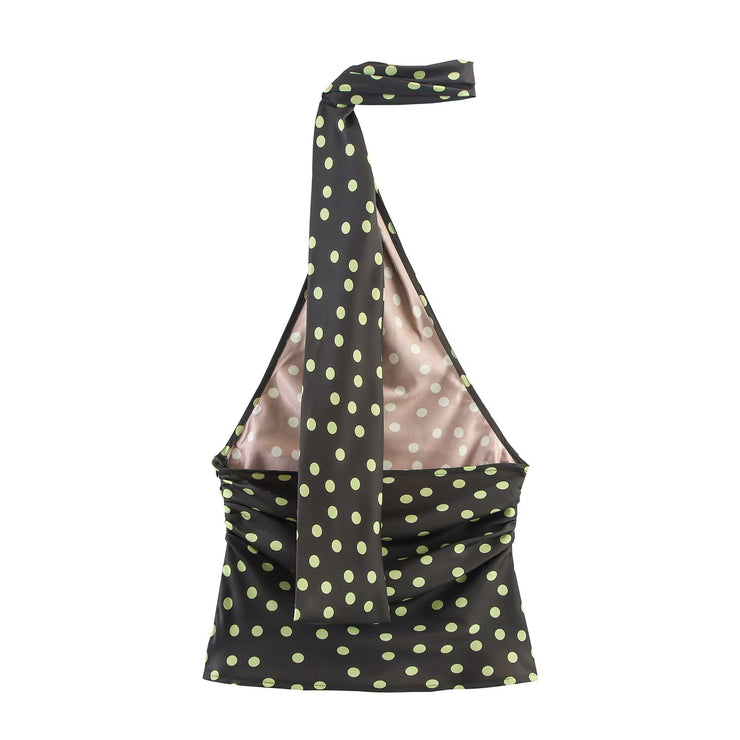 Women Halter Polka Dot Design Baby doll Top