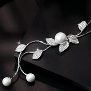 Fashion Leaf Alloy Artificial Pearls Artificial Diamond Women's Long Necklace