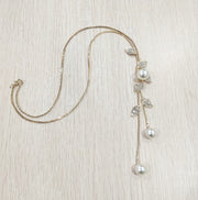 Fashion Leaf Alloy Artificial Pearls Artificial Diamond Women's Long Necklace