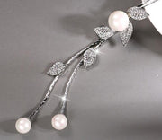 Fashion Leaf Alloy Artificial Pearls Artificial Diamond Women's Long Necklace