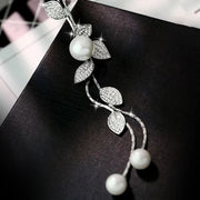 Fashion Leaf Alloy Artificial Pearls Artificial Diamond Women's Long Necklace