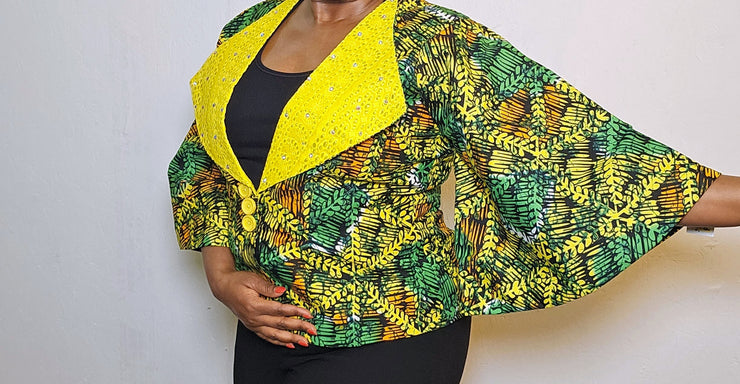 Yellow bedazzled blazer