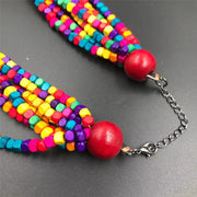 Retro Ethnic Style beaded colorful women's long necklace