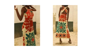 Women Maxi Geometric Pattern Dress with Cross open Back