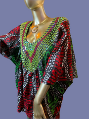 Green and red African style pants set