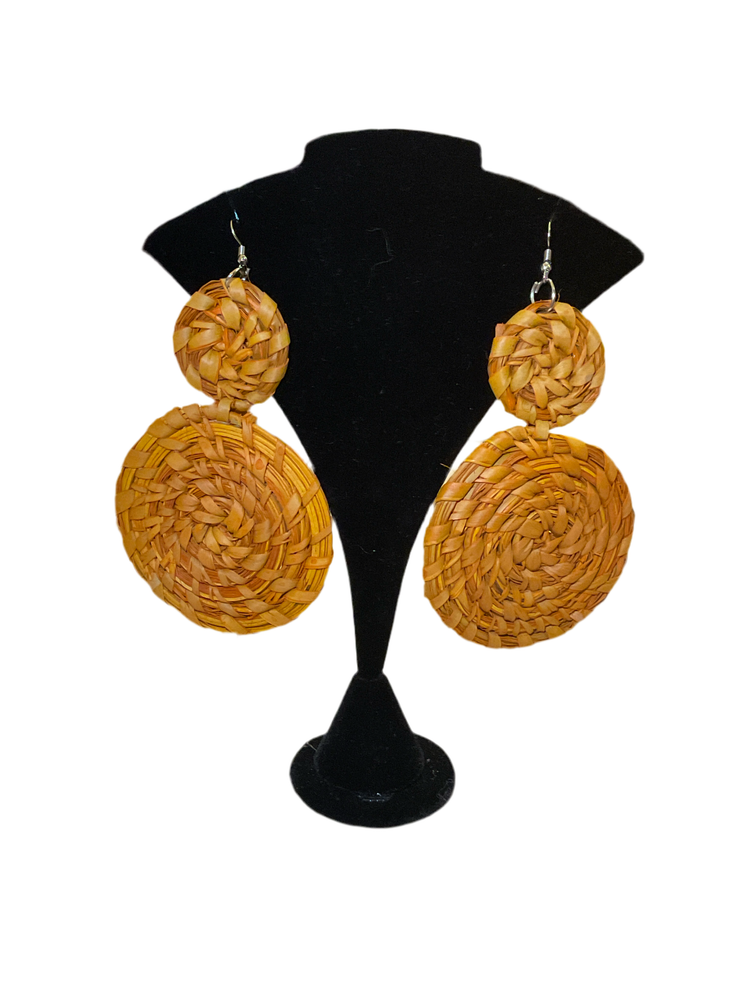 Orange hand weaved earrings