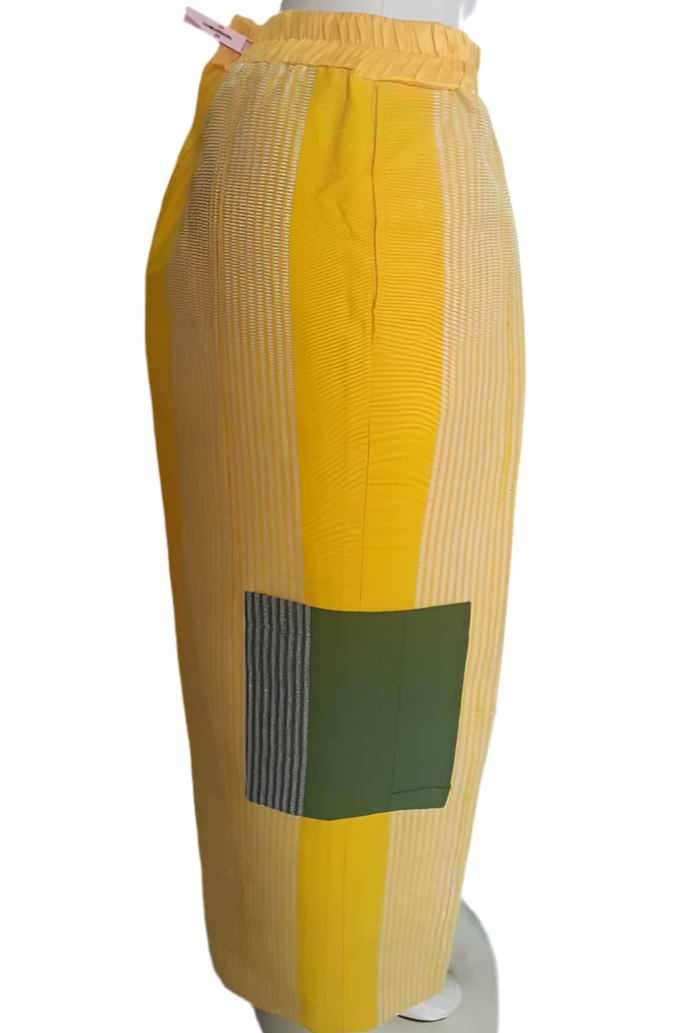 African Style Yellow Aso Oke Patchwork Trousers