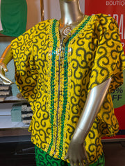 Yellow Beaded African STYLE pants set