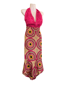 African Style: Halter Dress with Ankara and Lace design
