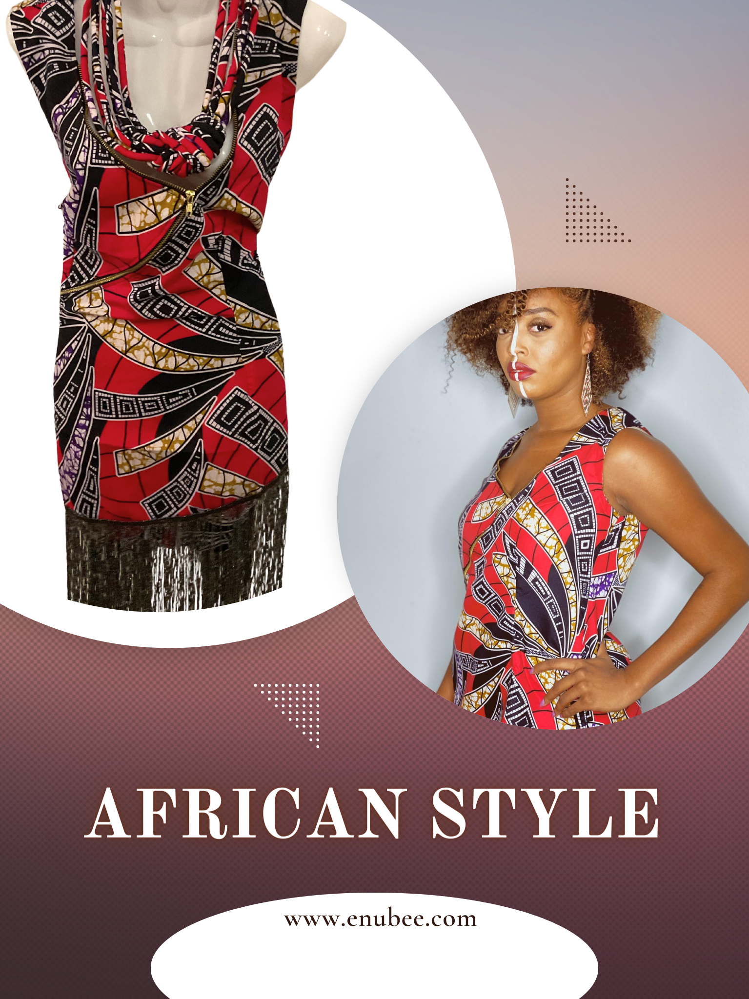African Style: One-Shoulder Mini Dress with frills