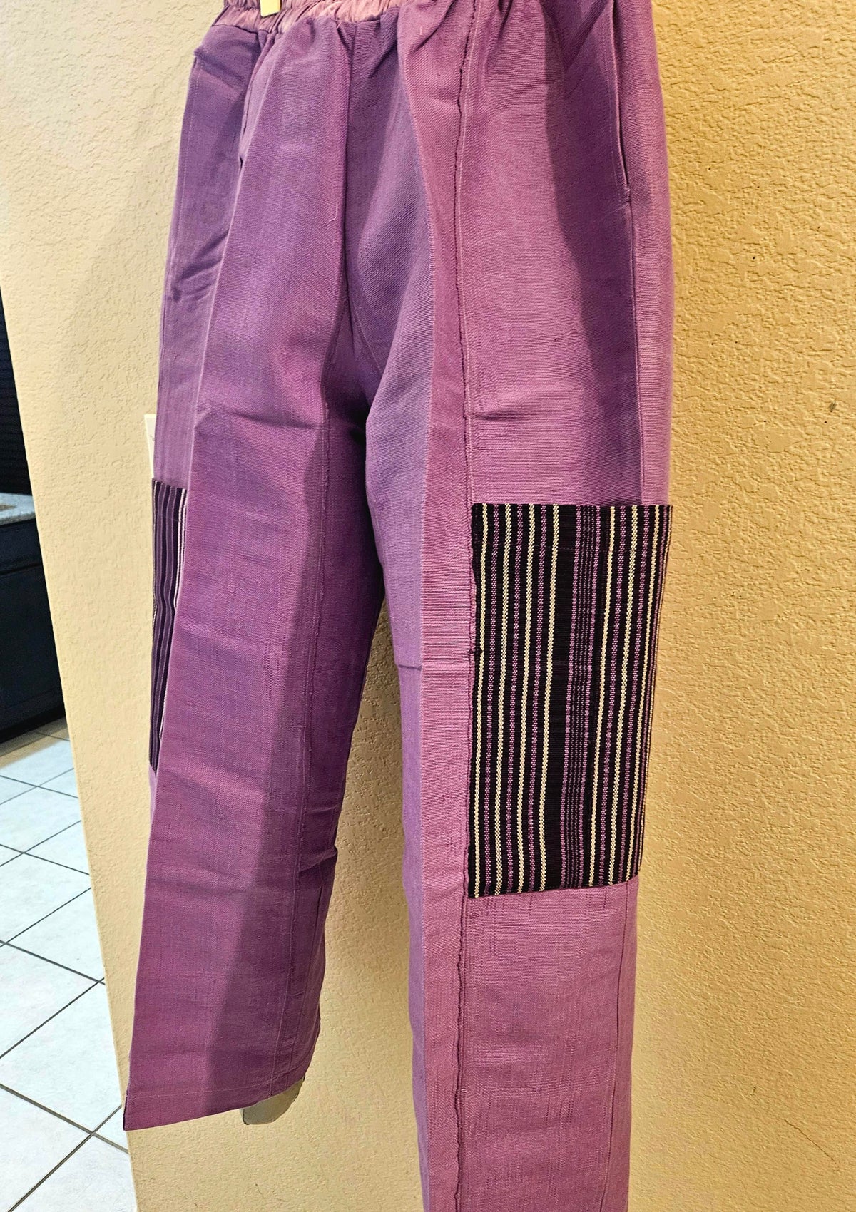 African Style Pants Aso Oke (hand woven fabric) Patchwork Trousers