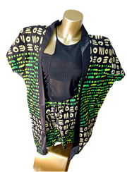 Green Vibes Ankara Shorts set with Kimono