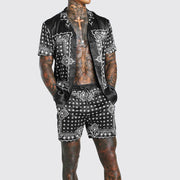 Men's Two-piece- Silk Short Set