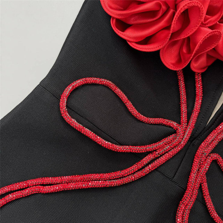 Strapless Floral Beaded Tube Party Cocktail Elegant Maxi Dress