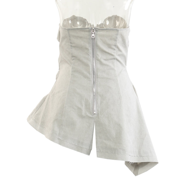 Cute Irregular Asymmetric Design Niche  Tube Top