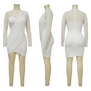 Women Mini Mesh Fabric dress with lining and Sash