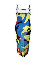 Trendy Spaghetti Strap Abstract Printed Dress