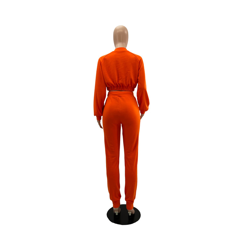 Sporty Lightweight Crop top Active Two Piece Pantsuit