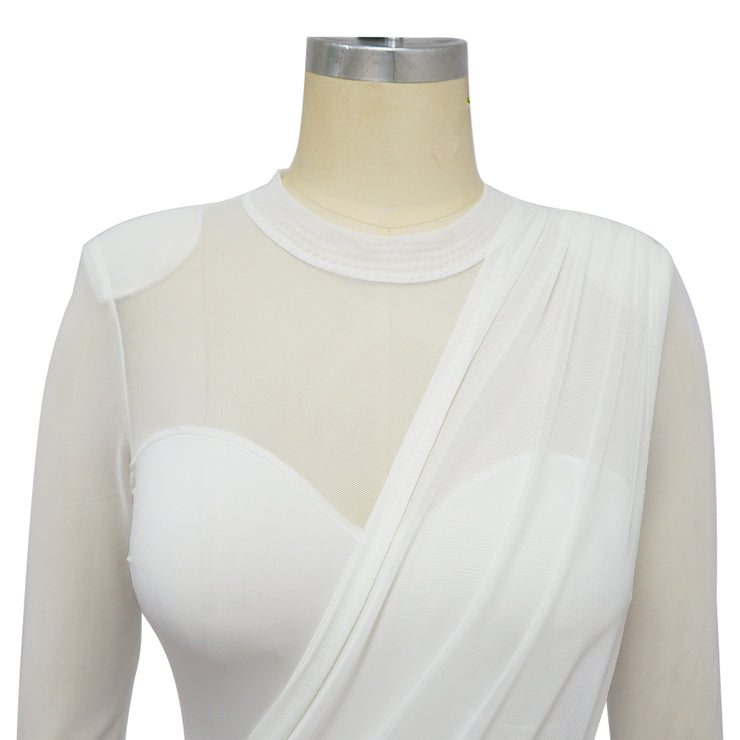 Women Mini Mesh Fabric dress with lining and Sash